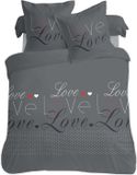 VISION home VISION LOVE Dekbedovertrekset - 100% Katoen - Kingsize - 260 x 240 cm - Donkergrijs