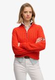 Superdry Slouchy Cable Halve Rits Trui Dames Grenadine Orange