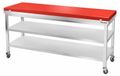 GOLDINOX Plan de travail en acier inoxydable, 2000x600 mm, avec planche à découper rouge et 2 roues, PREMIUM