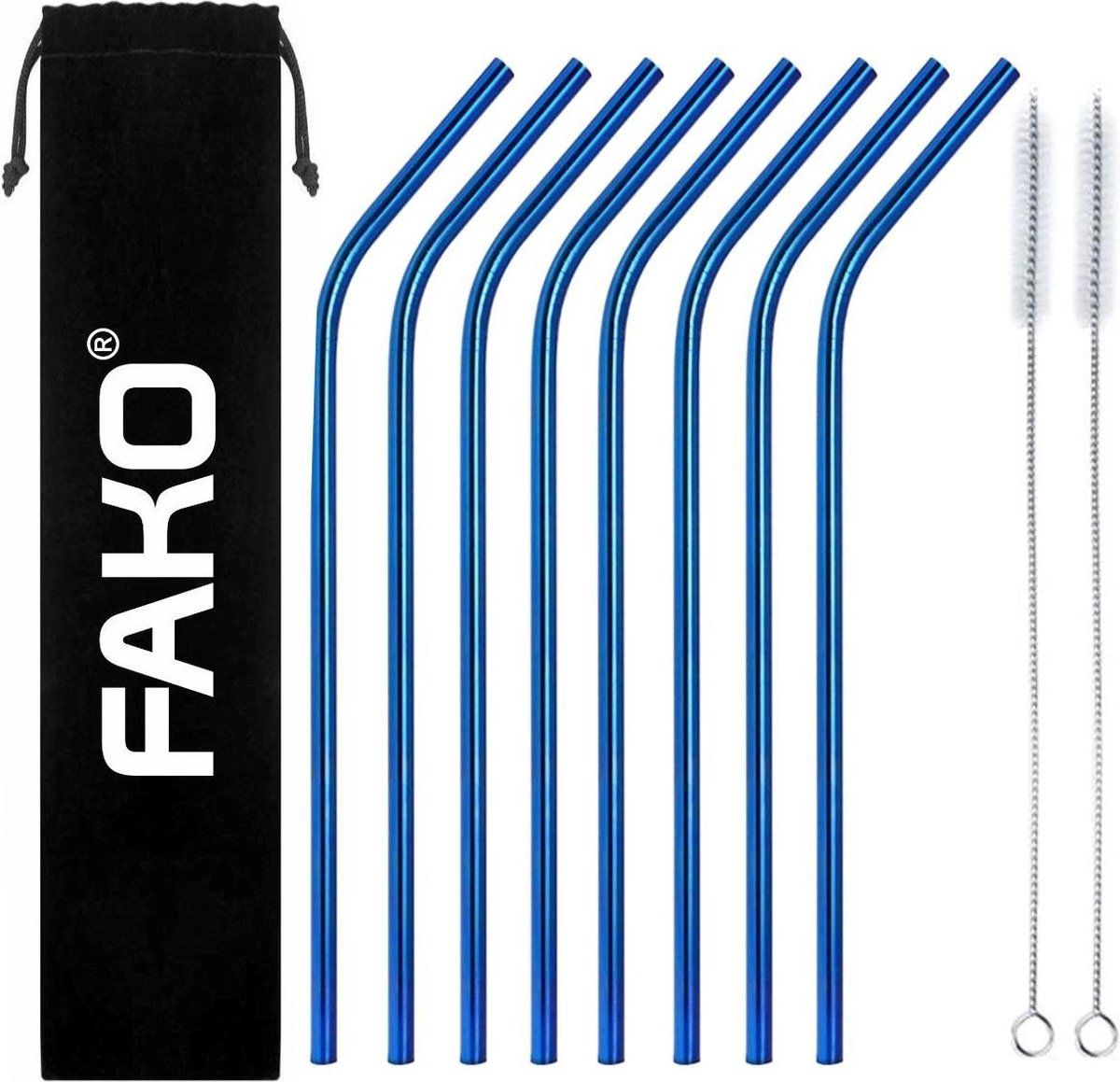 Fako Bijoux RVS Rietjes - 8 Stuks - Gebogen - 21 cm - Blauw