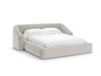 Lit coffre avec tête de lit 200x140cm en velours beige foncé