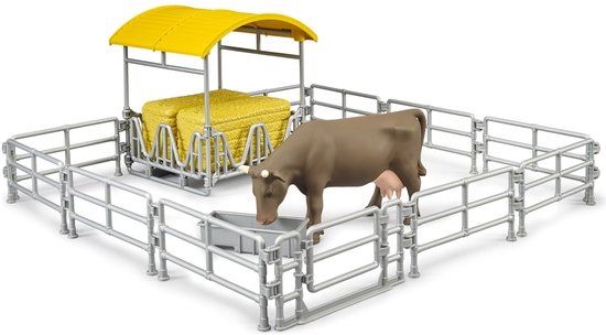 Bruder Hooiruif met hekken en voederbak boerderijset koe