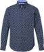 JP 1880 Heren Overhemd Lange Mouwen Klassieke Kraag Bloemmotief Loose Fit Katoen Navy Blauw Maat 7XL