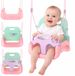 Kruzzel Meegroei babyschommel 3-in-1 pastel roze turquoise paars met rugleuning en verstelbare touwen tot 30 kg
