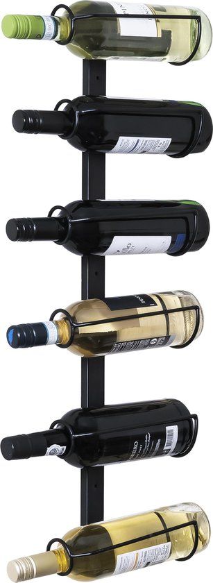QUVIO Vertical Wine Rack for 6 Bottles - Black Metal