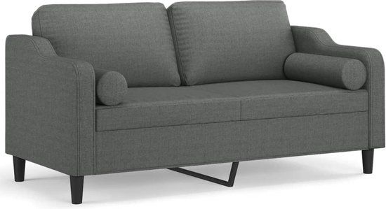 vidaXL Tweezitsbank met sierkussens 140 cm stof donkergrijs