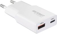 Voltcraft UC-1C1A20W01 USB-oplader 20 W 1x USB-A, 1x USB-C Fast Charge, USB PD 3.0 Wit GaN