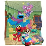 Sesamstraat Furry Friends Forever Elmo Abby Cookie Monster Presents Kids Silky Touch deken, 152 x 127 cm