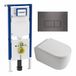Geberit QeramiQ Dely Swirl Toiletset - 36.3x51.7cm - Geberit UP720 Duofix Sigma inbouwreservoir - rimless - diepspoel - 35mm zitting - bedieningsplaat gunmetal - rechthoekige knoppen - mat wit