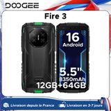 DOOGEE Fire 3 robuuste telefoon 8350mAh batterij 5,5'' display 12GB RAM (3GB+9GB) 64GB ROM Android 15 smartphone ondersteunt Widevine L1