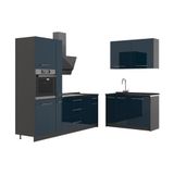 Vicco Keuken Fame-Line, Donkerblauw hoogglans/Antraciet, 220 x 120 cm zonder werkblad
