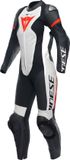 Dainese Grobnik S26 Eenstuks geperforeerd dames motorfietsleren pak - Zwart/wit/rood - Maat 46