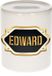 Bellatio Decorations Shoppartners Bv Spaarpot met voornaam Edward - wit - met goud/zwart embleem - 8 x 9 cm - keramiek - met afsluitdop - cadeau verjaardag