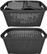 Solutions de rangement Panier à linge - 2x - 35 litres - Gris foncé