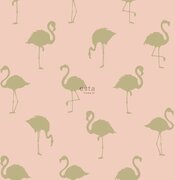 Esta Home behang flamingo s goud en perzik roze - 138994