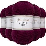 Utopia Crafts Velvet Lux Chenille superzacht, grof garen voor breien en haken, 5 x 100 g (diep bordeaux)