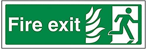 VSafety 14028AX-R Fire Exit Sign - Right Arrow - Rigid Plastic - 300x100mm