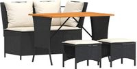 vidaXL - 4-delige - Tuinset - met - kussens - poly - rattan - zwart