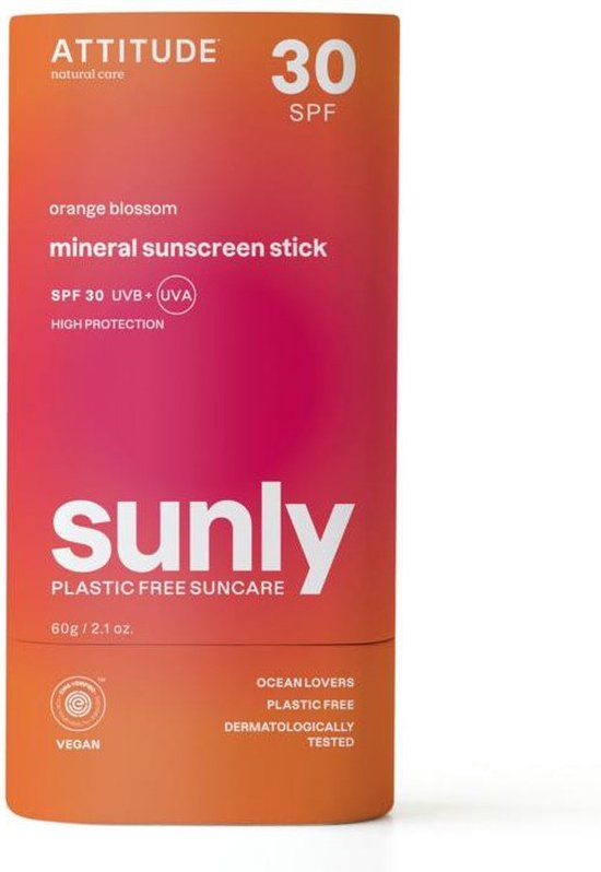 Attitude Sunly zonnebrandstick SPF30 oranjebloesem 60g