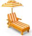 COAST™ Children Sun Lounger met parasol kinderlander hout 106 x 49 x 106 cm geel + wit