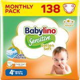 Babylino Sensitive Cotton Soft, luiers maat 4+, Maxi Plus (10-15 kg), 138 stuks
