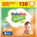 Babylino Sensitive Cotton Soft, luiers maat 4+, Maxi Plus (10-15 kg), 138 stuks