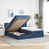 vidaXL Lit plateforme avec matelas et LED 180x200cm Tissu Bleu