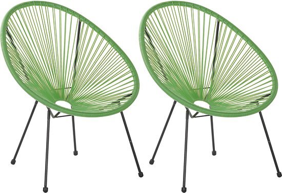 Beliani ACAPULCO II - Tuinstoel set van 2 - Groen - Wicker