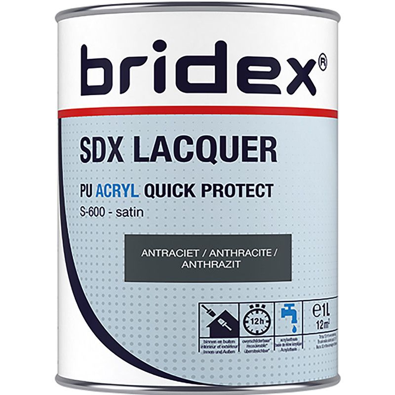 Bridex SDX Lacquer lak acryl 1L antraciet zijdeglans - 4004014923641