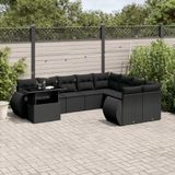 Maison Exclusive - Ensemble de meubles de jardin 10 pièces avec canapé et coussins, noir, en polyrotin