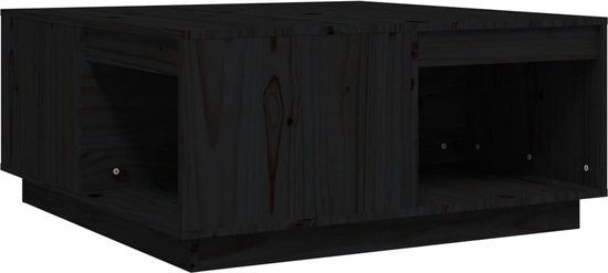 vidaXL Salontafel 80x81x36,5 cm massief grenenhout zwart