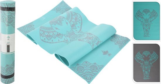 Grijze yogamat inclusief met draagriem - 172x61x0.4cm