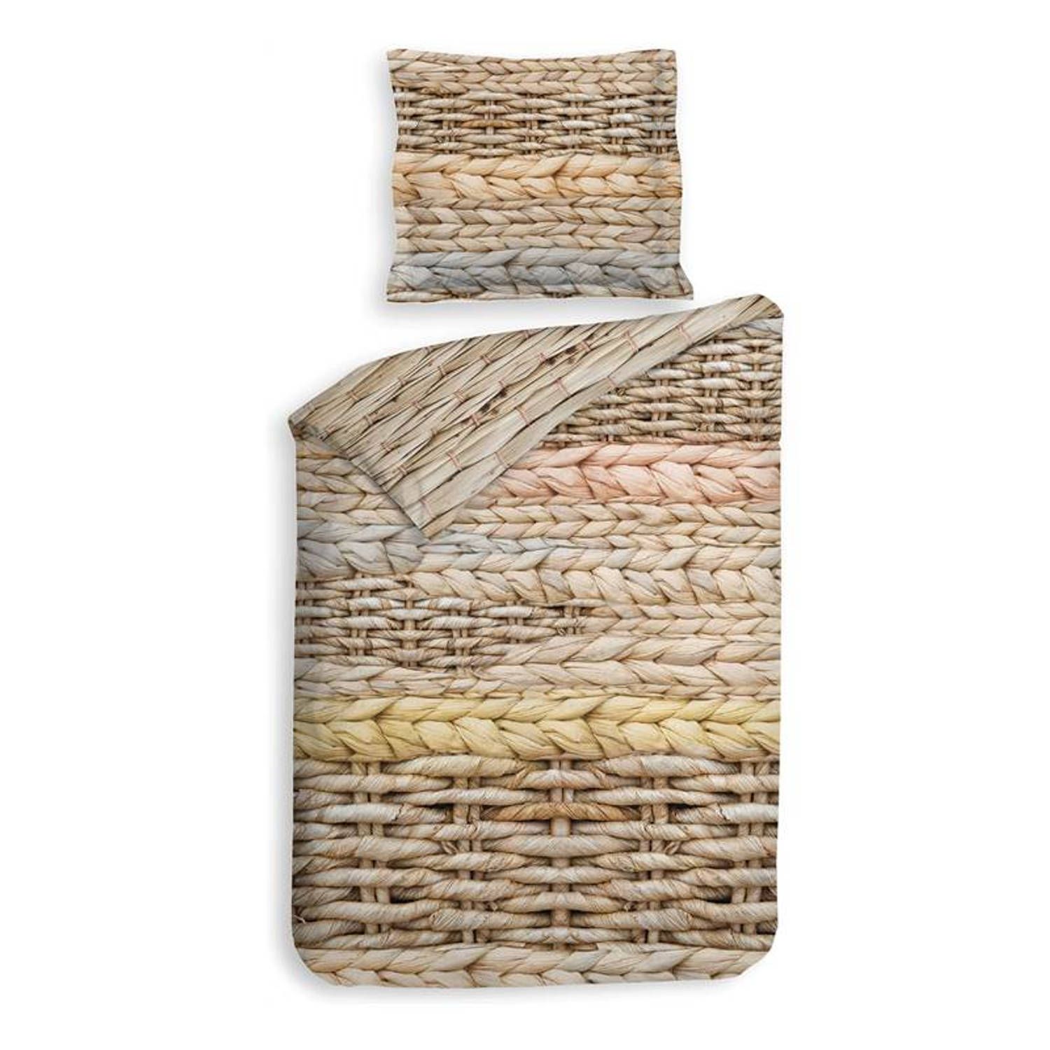 Heckett & Lane Foster Dekbedovertrek 1-persoons (140x200/220 cm + 1 sloop) - Katoen Satijn - Beige