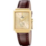 Festina F20776/3 Montre Unisexe Doré Cuir Marron Carré