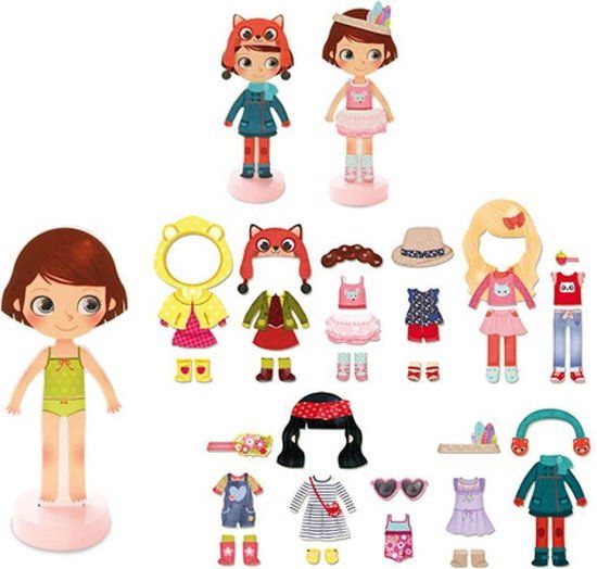 VILAC Aankleedpop Chloe van hout met magnetische kleding en accessoires - 3+ jaar
