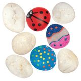 Baker Ross VC409 Witte schilderstenen - Set van 20, 6,5 cm steentjes, knutselen met verf, stenen versieren, tuindecoratie