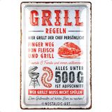 Nostalgic-Art Retro metalen bord, 20 x 30 cm, grillregels – cadeau-idee voor grillfans, van metaal, vintage design met spreuk, metalen borden spreuken