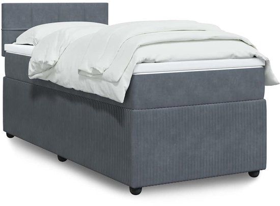 vidaXL Boxspring met matras fluweel donkergrijs 100x200 cm