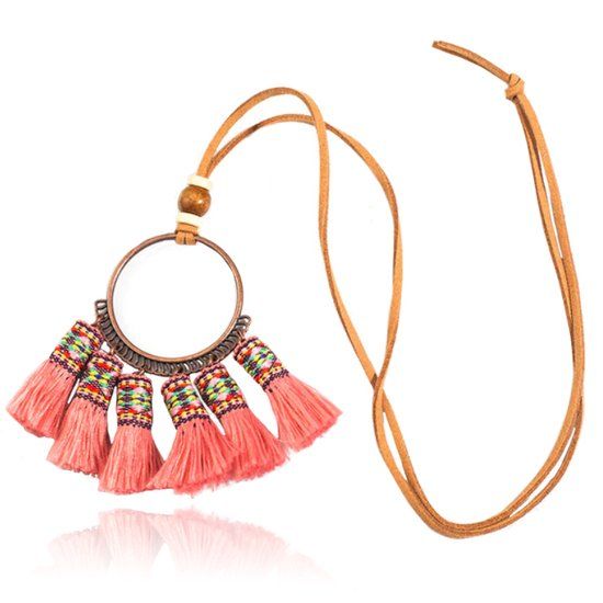 Deja Jewels Deja Boho Tassel Ketting - Roze