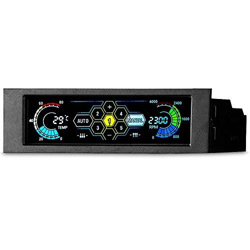Grborn STW 5,25 inch 5-kanaals touchscreen ventilatorbesturing - Zwart