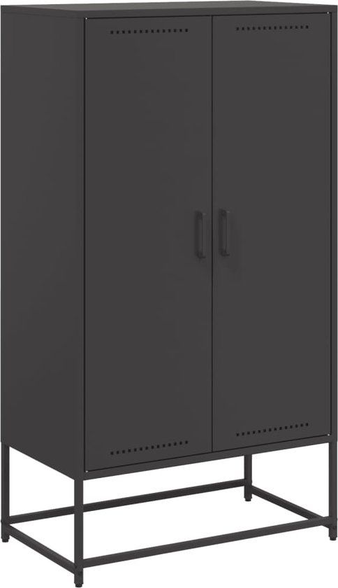 vidaXL Hoge kast staal zwart 68,5x38,5x123,5 cm