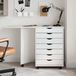 Maison Exclusive - Bureau avec rangement à roulettes, modèle MOSS, en bois massif de pin, couleur blanche