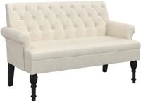vidaXL Bankje met rugleuning 120x62x75,5 cm linnen