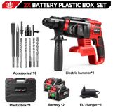 Perceuse à percussion - Marteau perforateur - Moteur sans balai - 4 fonctions - Alimenté par batterie - 21 V - Jeu avec 2 batteries