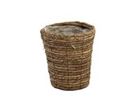 Franz Müller Flechtwaren Plant rond, palmblad bruin gedraaid, met folie, 17x17x18 cm