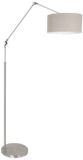 Steinhauer Prestige Chic 8101ST Vloerlamp Staalkleurig met Grijs Linnen Kap