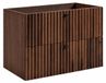 3xE living meuble de salle de bain avec découpe pour lavabo, 80 cm de large, bois de chêne avec placage de noyer, poignées en trois couleurs, dimensions : 80 x 44,4 x 57 cm