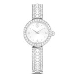 Swarovski Matrix pearl bangle horloge, Swiss Made, Kristallen armband, Wit, Roestvrij staal