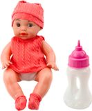 Lean Toys Babypop met zuigfles roze outfit klinkt 30 cm