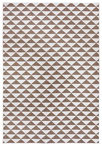 Northrugs Tahiti Tapijt voor binnen en buiten, omkeerbaar tapijt, modern design, geometrisch patroon, loper voor balkon, terras, tuin, serre, woonkamertapijt, waterdicht, linnen